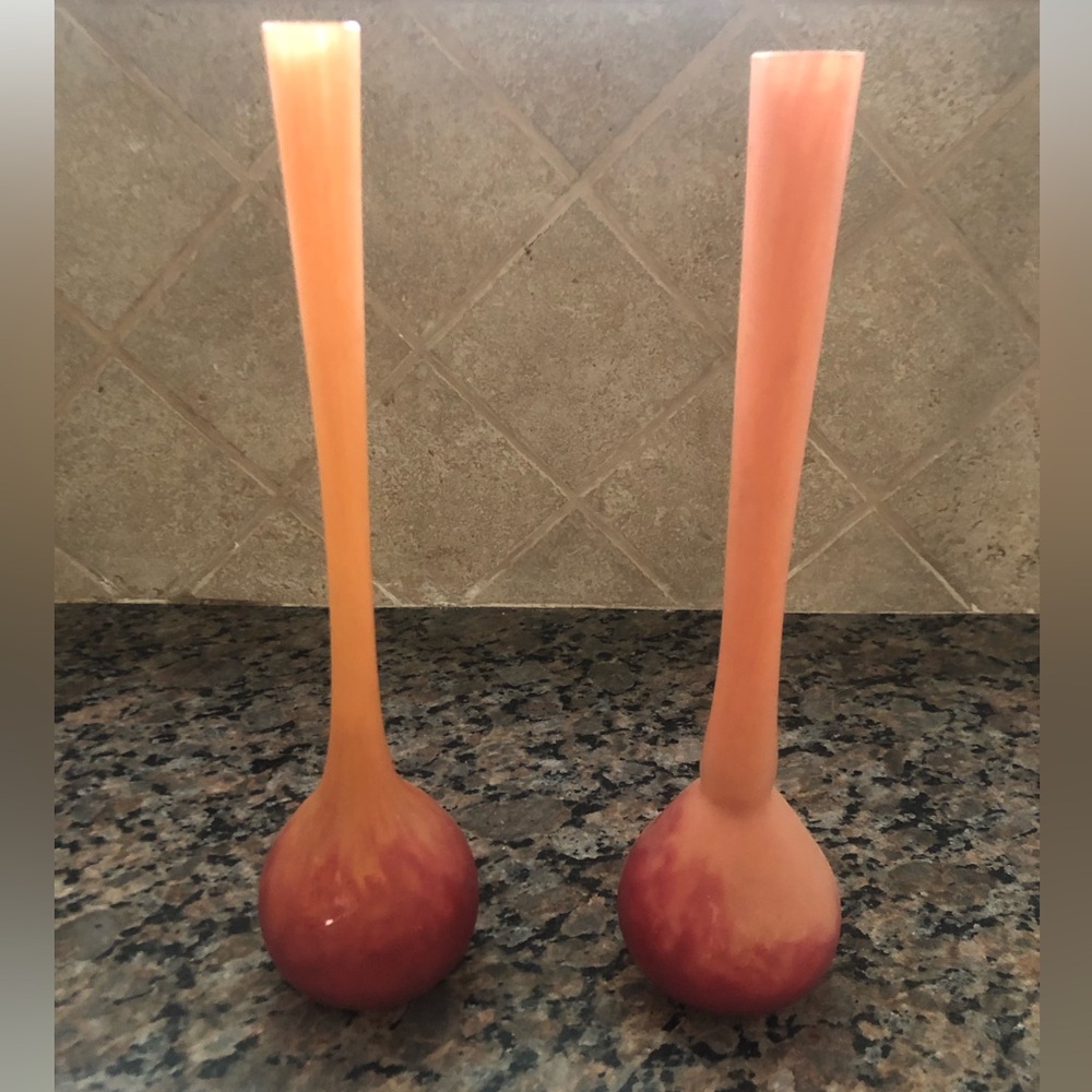 2 Authentic Daum Nancy Berluze art nouveau vases pair 1900-1910 art deco Rare